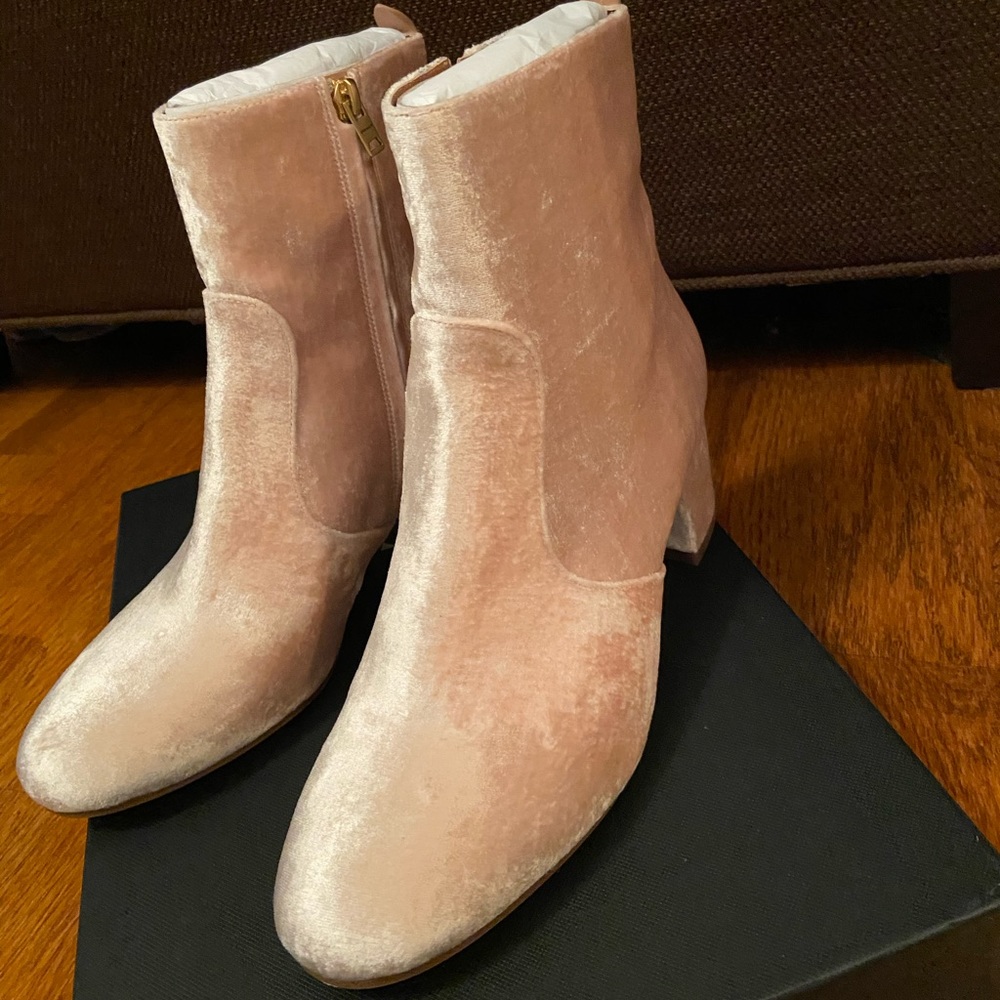 Coach pink velvet booties size 8